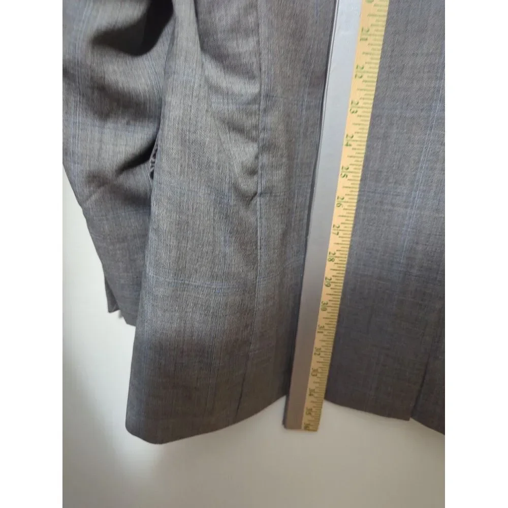 Hart Schaffner Marx Gold Trumpeter Men Gray Glen Plaid Worsted Wool Suit 48L 42W